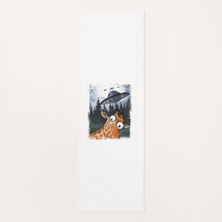 Funny Giraffe UFO Zoo Animal Weird Meme Graphic _ Yoga Mat