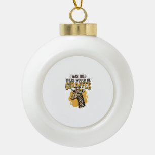 Funny Giraffe Vintage Engraving Shirt Design_1 Ceramic Ball Christmas Ornament