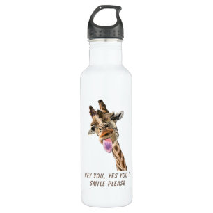 Funny Giraffe Water Bottle - Custom Text