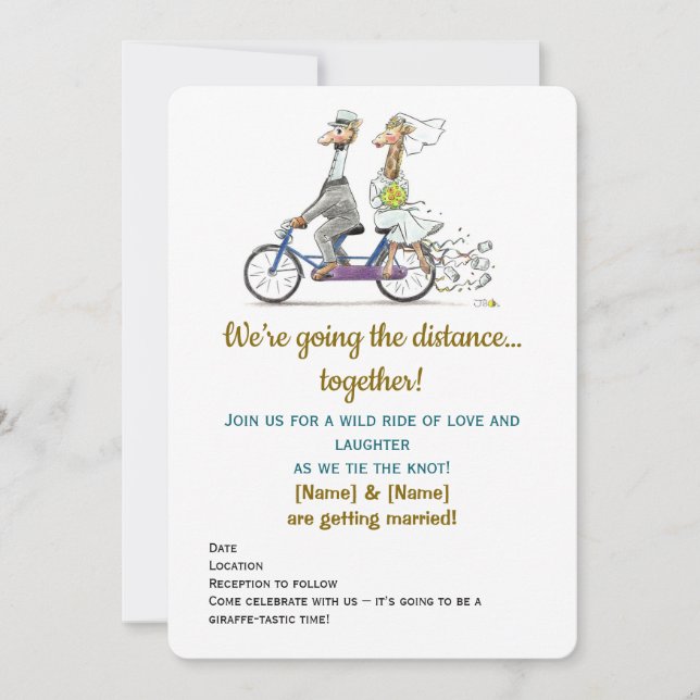 Funny Giraffe Wedding  Save The Date (Front)