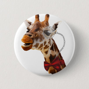 Funny Giraffe with Bowtie and Monocle 6 Cm Round Badge