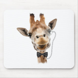 Funny Giraffe with Bowtie and Monocle Mouse Pad