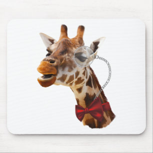 Funny Giraffe with Bowtie and Monocle Mouse Pad