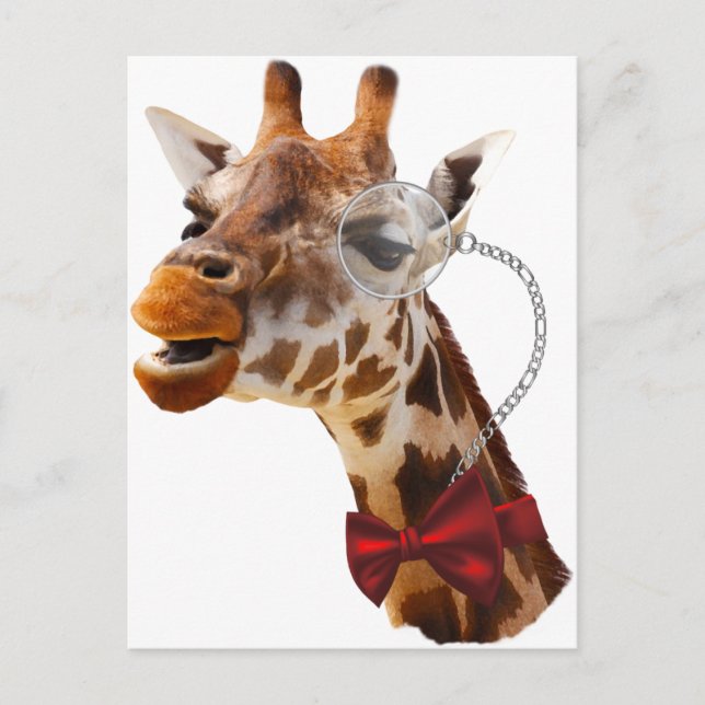 Funny Giraffe with Bowtie and Monocle Postcard (Front)