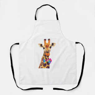 Funny Giraffe With Bowtie Animal Humour Apron