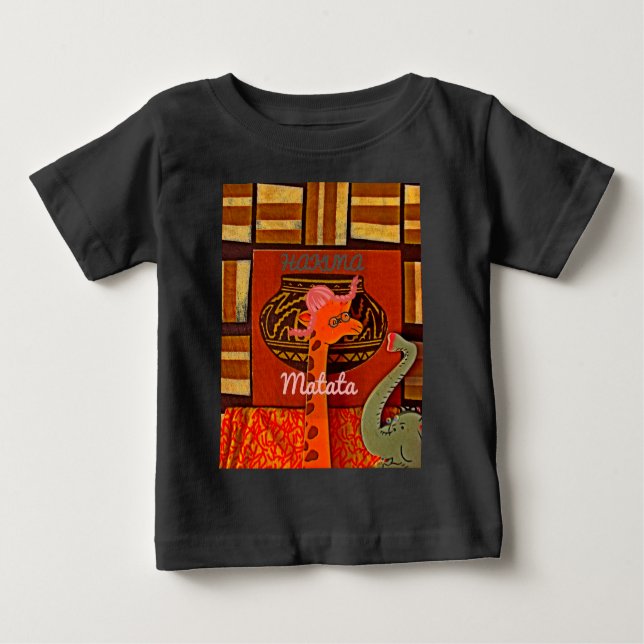 Funny Giraffe with cool text Hakuna Matata Baby T-Shirt (Front)