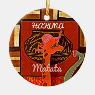Funny Giraffe with cool text Hakuna Matata Ceramic Ornament