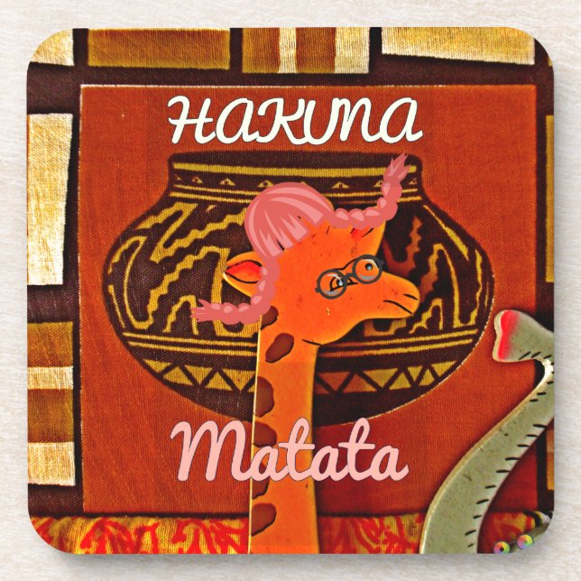 Funny Giraffe with cool text Hakuna Matata Coaster (Front)