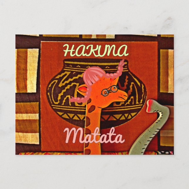 Funny Giraffe with cool text Hakuna Matata Design Postcard (Front)