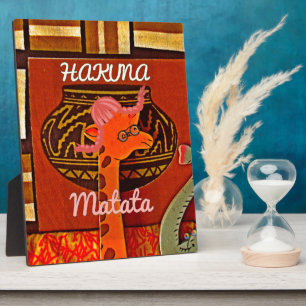Funny Giraffe with cool text Hakuna Matata Plaque