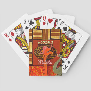 Funny Giraffe with cool text Hakuna Matata Playing Cards