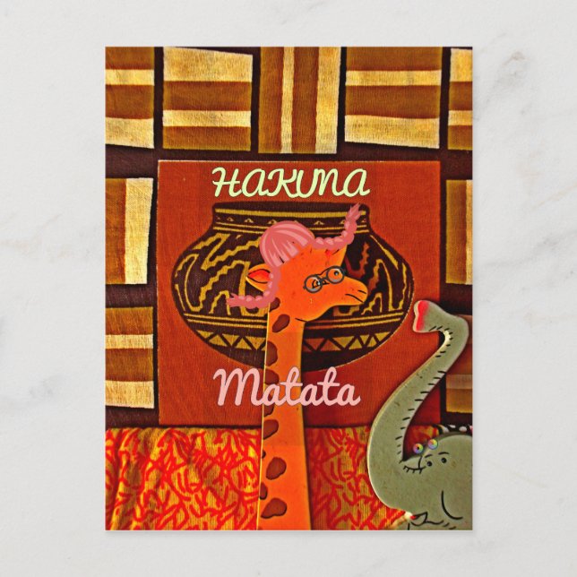 Funny Giraffe with cool text Hakuna Matata Postcard (Front)