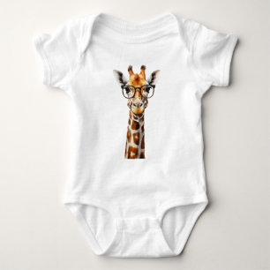 Funny giraffe with glasses baby bodysuit