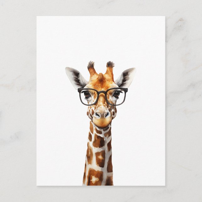 Funny giraffe with glasses postcard (Front)