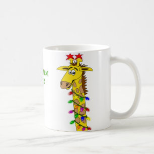 Funny Giraffe With Lights Whimsical Christmas Coffee Mug