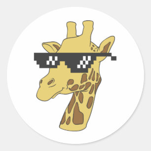 Funny giraffe with sunglasses illustration classic round sticker
