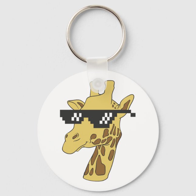 Funny giraffe with sunglasses illustration key ring (Front)