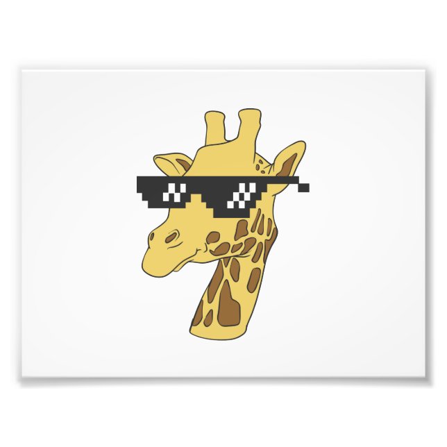 Funny giraffe with sunglasses illustration photo print (Front)
