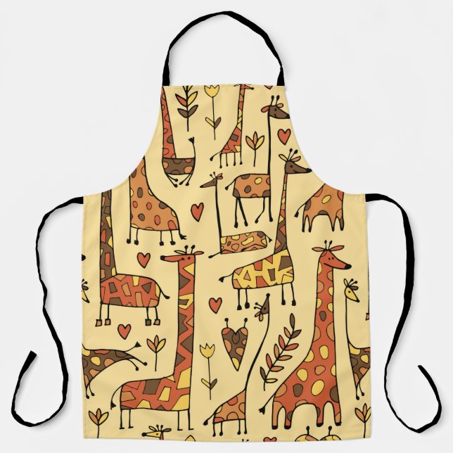 Funny giraffes sketch, seamless pattern your desig apron (Front)
