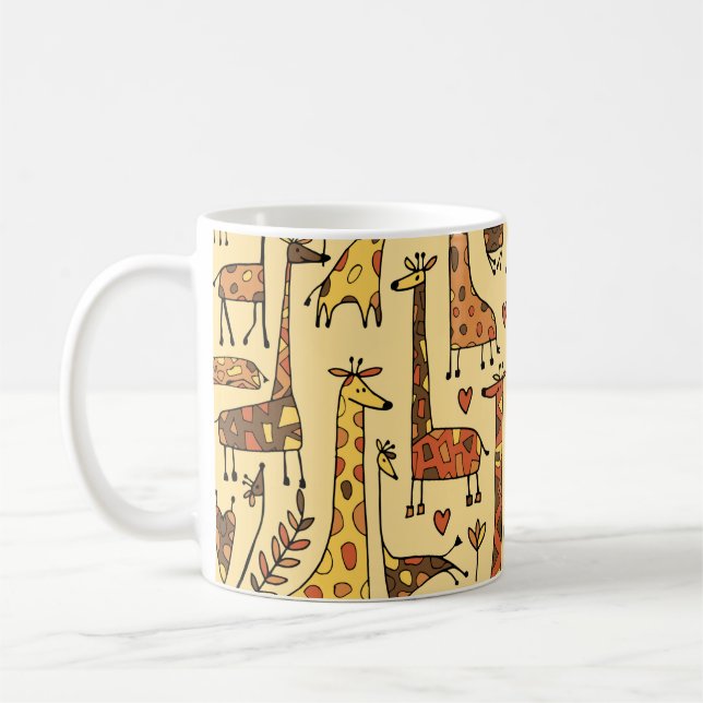 Funny giraffes sketch, seamless pattern your desig coffee mug (Left)