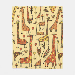 Funny giraffes sketch, seamless pattern your desig fleece blanket