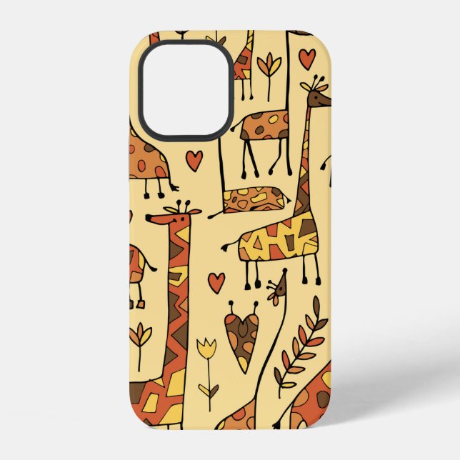 Funny giraffes sketch, seamless pattern your desig iPhone case (Back)