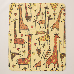 Funny giraffes sketch, seamless pattern your desig sherpa blanket