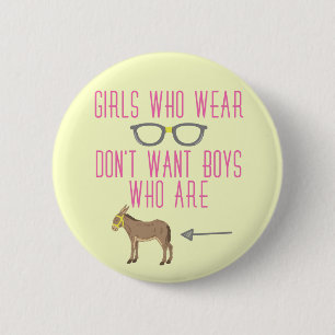 Funny Girl Glasses Nerd Humour 6 Cm Round Badge