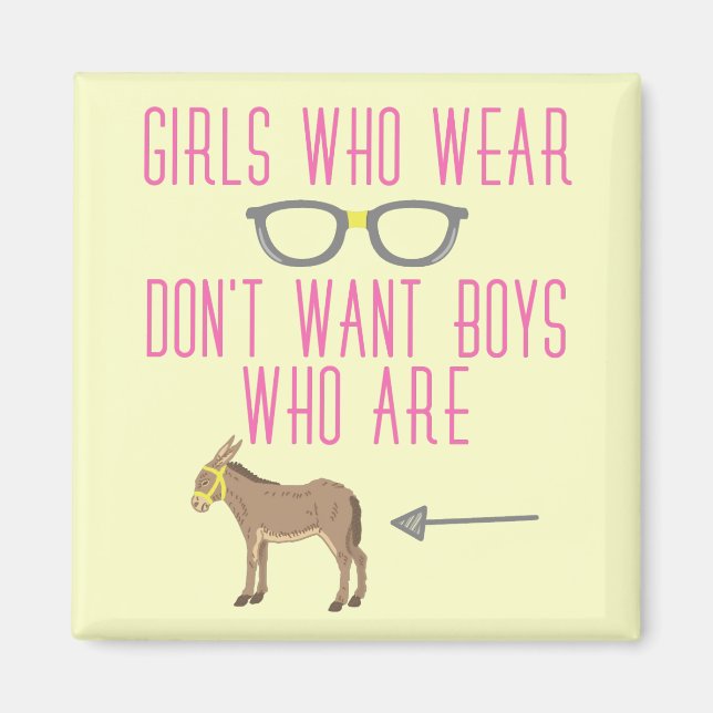 Funny Girl Glasses Nerd Humour Magnet (Front)