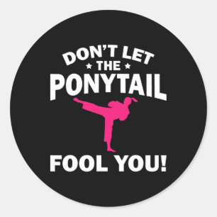 Funny Girl Karate Design Kids Women Kickboxing Bla Classic Round Sticker