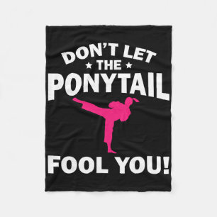 Funny Girl Karate Design Kids Women Kickboxing Bla Fleece Blanket