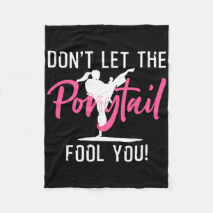Funny Girl Karate Design Kids Women Kickboxing Bla Fleece Blanket