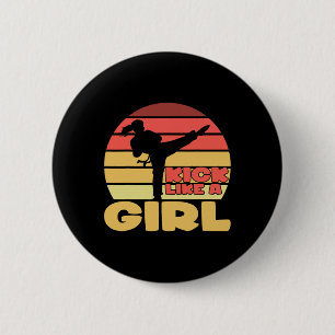 Funny Girl Kickboxing Girl Karate Girl Martial Art 6 Cm Round Badge