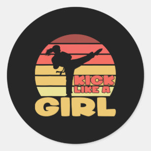 Funny Girl Kickboxing Girl Karate Girl Martial Art Classic Round Sticker