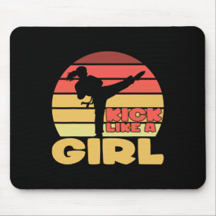 Funny Girl Kickboxing Girl Karate Girl Martial Art Mouse Pad