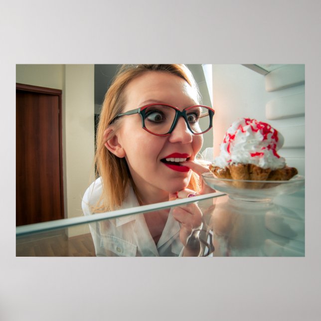 Funny girl looking in refrigerator  poster (Front)