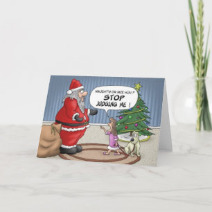 Funny Girl Santa Stop Judging Me Christmas Card