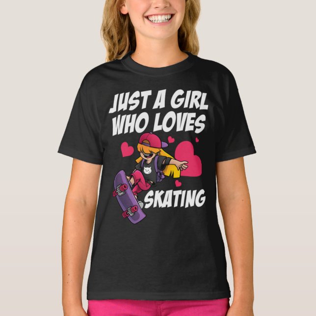 Funny Girl Skateboard Gift For Kids Women Cool Ska T-Shirt (Front)