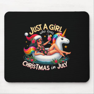 Funny Girl Unicorn Just A Girl Who Loves Christmas Mouse Pad