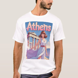 Funny Girl Vintage Post Card Athens Greece T-Shirt