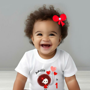 Funny girl with hearts balloons baby T-Shirt