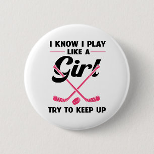 Funny Girls Hockey Designs For Women Field Hockey 6 Cm Round Badge