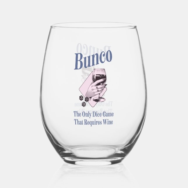 Funny Girls Night Out Wine Bunco Stemless Wine Glass (Front)