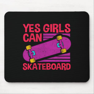 Funny Girls Skateboard Gift For Kids Cool Skateboa Mouse Pad