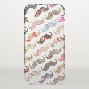 Funny girly colourful floral patterns moustaches iPhone x case