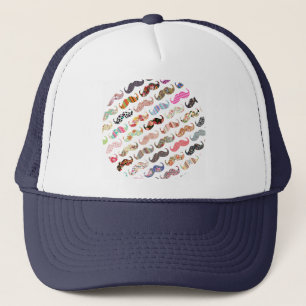 Funny Girly  Colourful Patterns Moustaches Trucker Hat