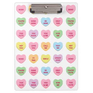 Funny girly cute custom conversation candy hearts clipboard