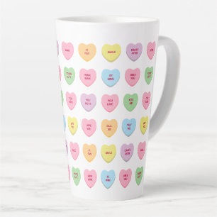 Funny girly cute custom conversation candy hearts latte mug