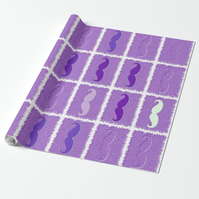 Funny Girly Moustache 4 Wrapping Paper (Unrolled)