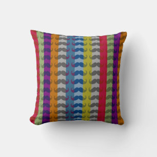 Funny Girly Moustache Stripe Pattern Cushion